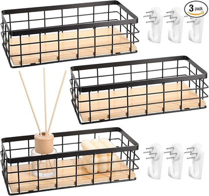 3 Pcs 10x4.13x2.87 Inches Small Wire Basket Set Metal Basket Wall Hanging by Unknown