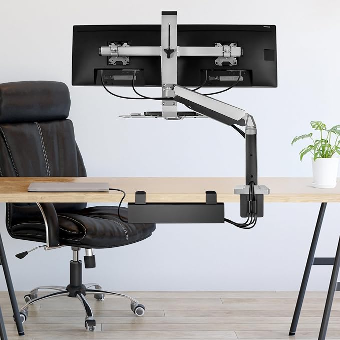 Mount-It! Under Desk Cable Management Tray – Clamp-On No-Drill Metal Cable - Image 9