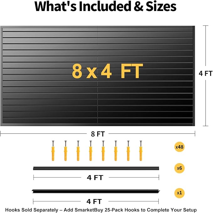 Slat Wall Panels 8x4 ft, Heavy-Duty PVC Garage Slatwall Panel - Image 2