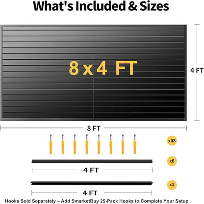 Slat Wall Panels 8x4 ft, Heavy-Duty PVC Garage Slatwall Panel - Image 2