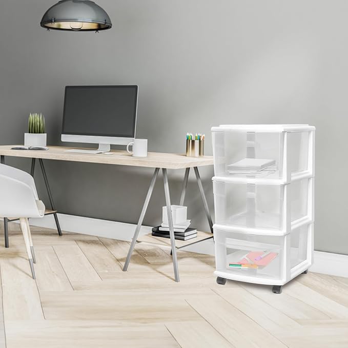 HOMZ Drawer Tower, 3-Tier Rolling Storage Cart - Image 2