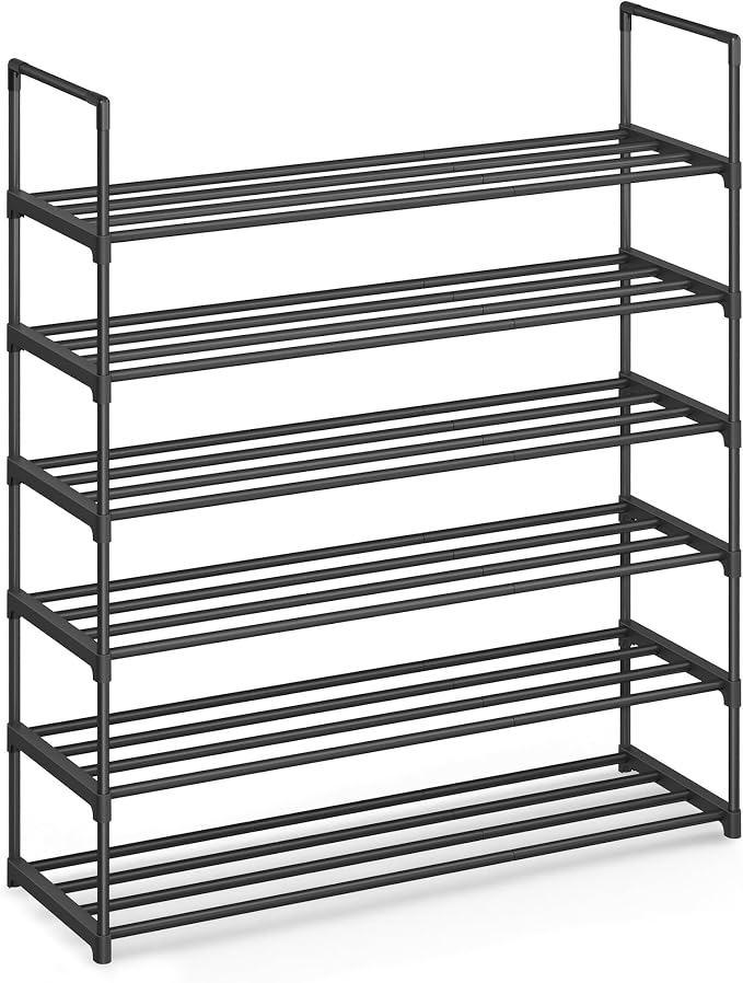 SONGMICS Shoe Rack, 6-Tier Shoe Organizer, Metal Storage Shelf, Upright or by Unknown