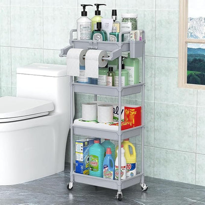 SPACEKEEPER Rolling Storage Cart, 4-Tier Bathroom Organizer Utility Cart - Image 6