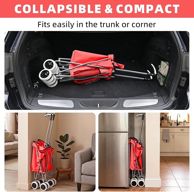 Shopping Carts for Groceries Foldable Rolling Trolley - Image 5