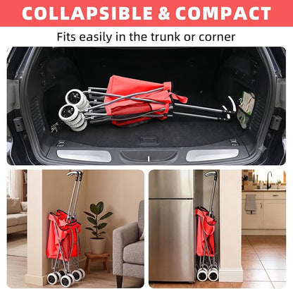 Shopping Carts for Groceries Foldable Rolling Trolley - Image 5