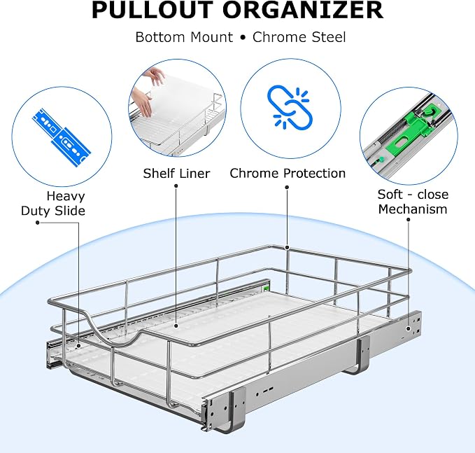 WelFurGeer Soft Close Slide Out Cabinet Shelf, Kitchen Shelf Organizer - Image 5