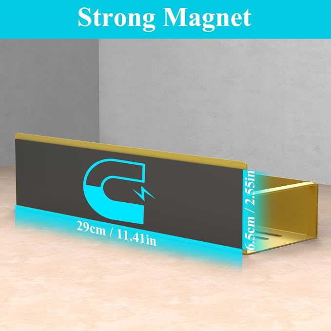 Metal Magnetic Spice Rack for Refrigerator Gold, 4 Pack | Magnetic Shelves - Image 3