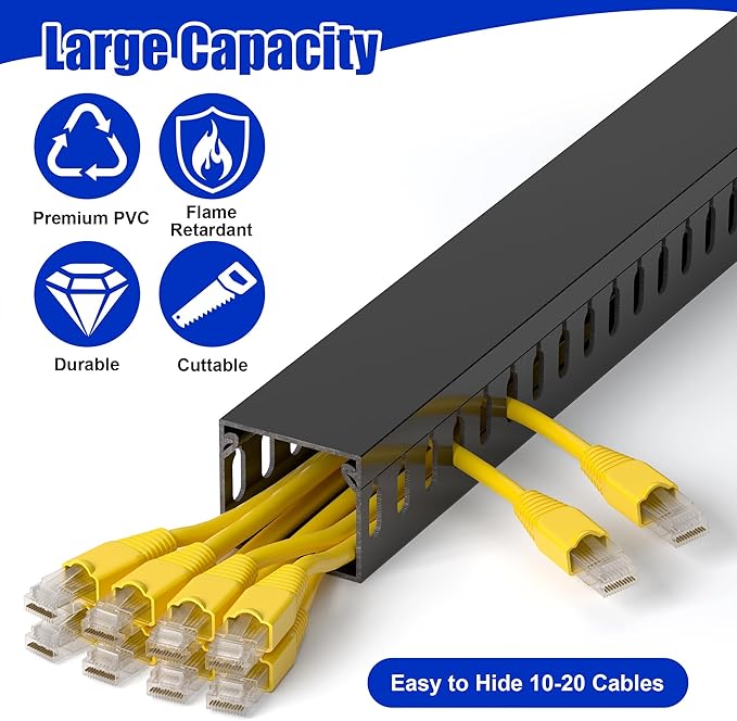 ZhiYo H1.4 x W1.6in Server Rack Cable Management Raceway, 94.5in Cable Raceway - Image 3