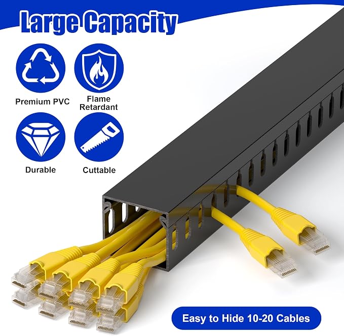 63in Professional Server Rack Cable Management Raceway, H1.4 x W1.6in Cable - Image 3