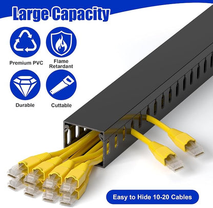 63in Professional Server Rack Cable Management Raceway, H1.4 x W1.6in Cable - Image 3