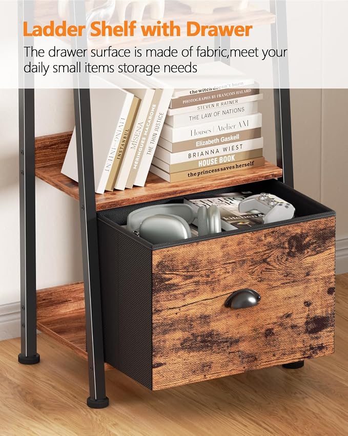 Furologee 6 Tier Ladder Shelf, Ladder Bookshelf - Image 5