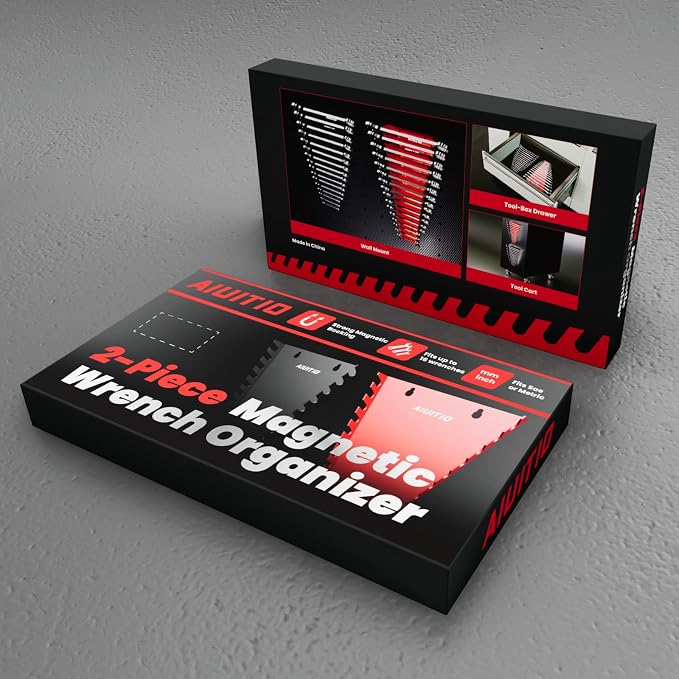 2 Pack Magnetic Wrench Organizer, 32-Slot Magnetic Wrench Organizer Tray - Image 7
