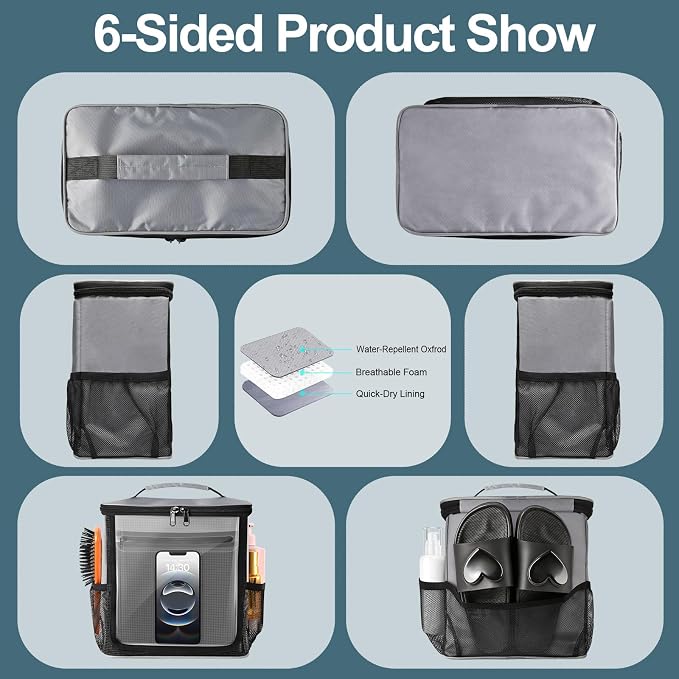 Portable Hanging Shower Caddy, Large Capacity Travel Toiletry Bag - Image 5