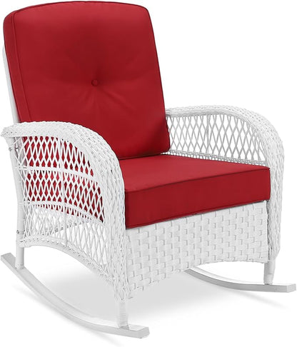 VIVIJASON Outdoor Wicker Rocking Chair, Patio Rattan Rocker Chair by VIVIJASON
