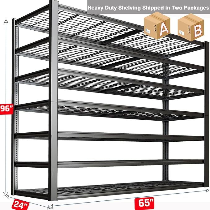 7 Tier Garage Shelving Heavy Duty, Commercial Metal Shelves - Image 3