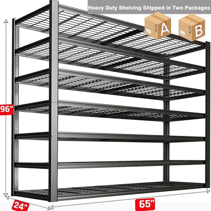 7 Tier Garage Shelving Heavy Duty, Commercial Metal Shelves - Image 3