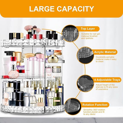 Makeup Organizer 360 Degree Rotating 7 Adjustable Layers Large Capacity - Image 4