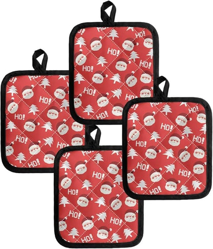 Christmas Red Santa Claus Tress Print Pot Holders Heat Resistant Potholders Hot - Image 4