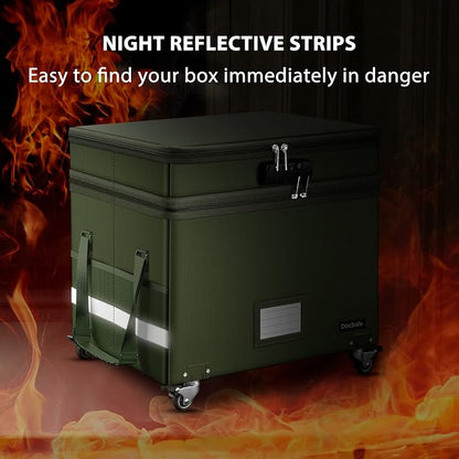 DocSafe File Box with Lock, 2-Layer Fireproof Document Box with Wheels - Image 9
