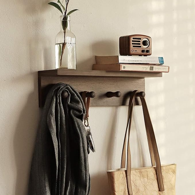 Entrance Coat Rack ，Coat Hooks, Wall-Mounted Wooden Hook Rack, Wall-Mounted - Image 3