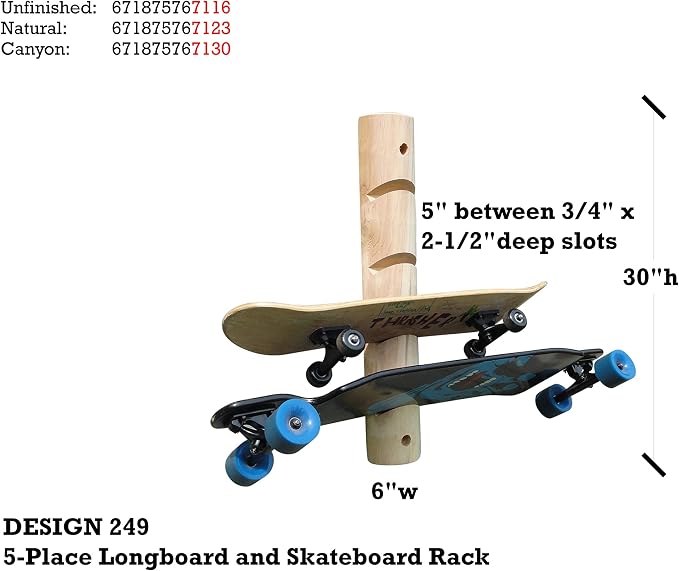 4-Place Longboards/Skateboard Log Rack, Vertical Snowboard Wall Mount, Indoor - Image 5
