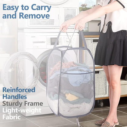 Deluxe Strong Mesh Pop up Laundry Hamper Basket - Image 3