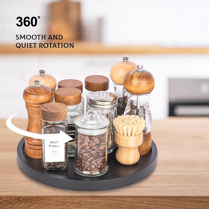 Wood Lazy Susan Organizer Kitchen Turntable - Image 3
