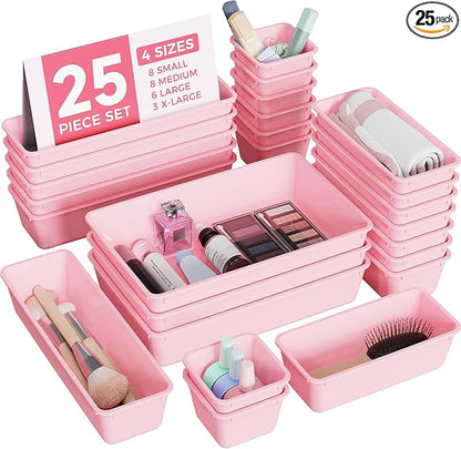 BiuLeon 25 PCS Plastic Drawer Organizers Set, 4-Sizes Vanity and Makeup by Unknown