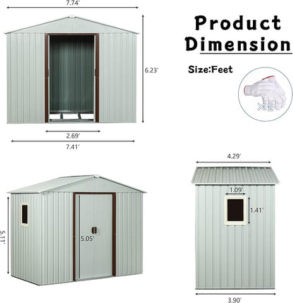 Outdoor Metal Storage Shed Window Ventilation Foundation Frame Waterproof - Image 4
