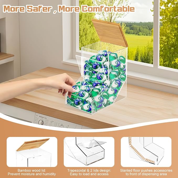 JYPS Laundry Box, Acrylic Dishwasher Pod Holder - Image 5