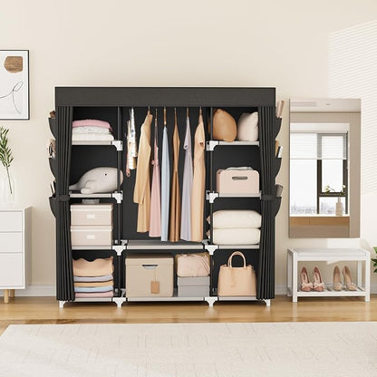 VTRIN Portable Closet Wardrobe for Hanging Clothes 57.3 Inch Large Capacity - Image 2