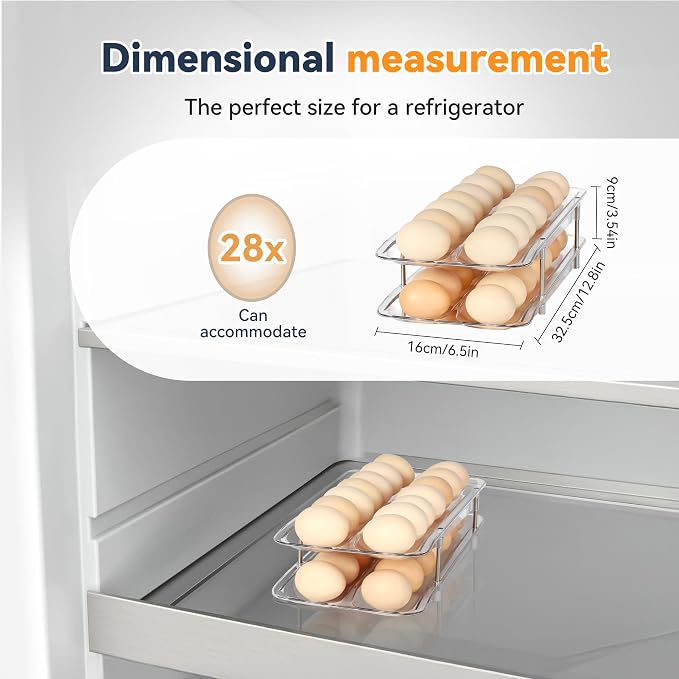 Refrigerator Egg Holder, Self-Rolling Refrigerator Egg Container, Stackable Egg - Image 2