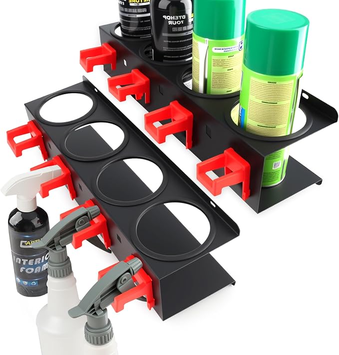 2 Pack Spray Bottle Holder Wall Mount, Carbon Steel Heavy-Duty Car Detailing by Unknown