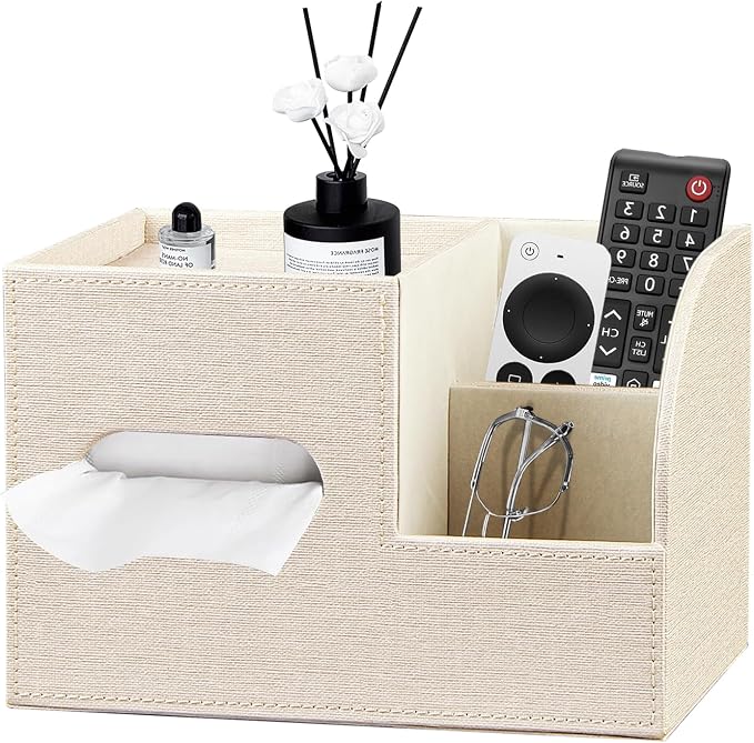 PU Leather Tissue Box Cover Square, Tissue Box Holder Organizer by YAPISHI