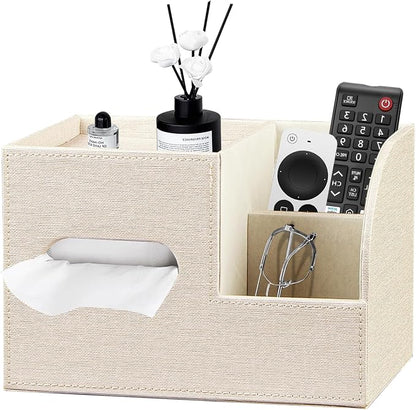 PU Leather Tissue Box Cover Square, Tissue Box Holder Organizer by YAPISHI