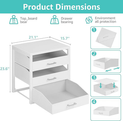 BOLUO Closet Drawers White 3 Drawer Dresser - Image 2