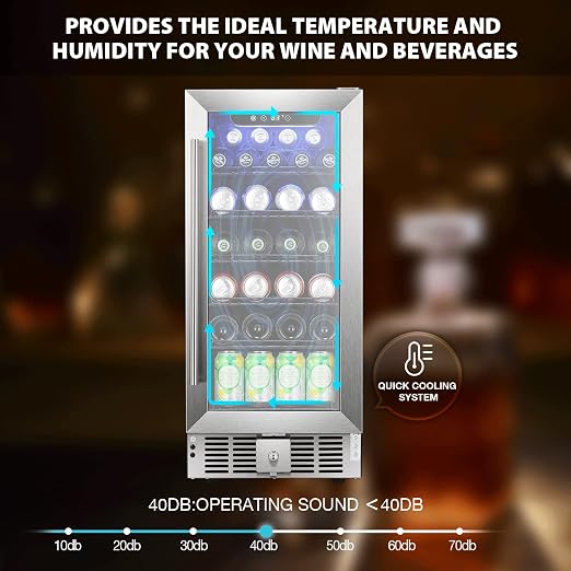COWSAR Wine Fridge 15inch Beverage Refrigerator 2.9 Cu.Ft. Freestanding or - Image 5