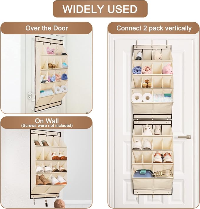 FENTEC 2 Pack Over the Door Shoe Organizer, Hanging Shoe Organizer, 28 Large - Image 7