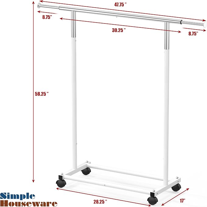 Simple Houseware Standard Rod Garment Clothing Rack, Extendable Width from 30 - Image 7