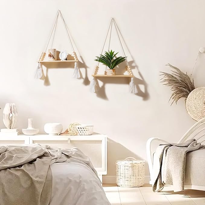 Artilady 2 Pack Wooden Wall Hanging Shelves - Image 6