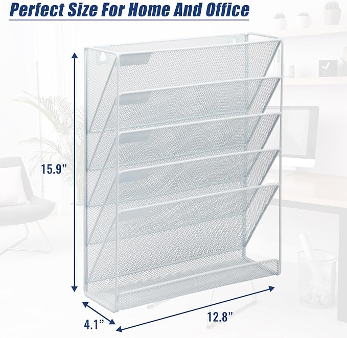 EASEPRES Desk File Organizer Mesh 6-Tier, Hanging Wall Mount Document - Image 3