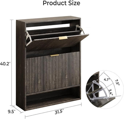 Hootata 31.5''W Black Shoe Storage Cabinet - Image 2