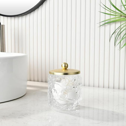 Clear Transparent Apothecary Floral Embossed Glass Jar - Image 5