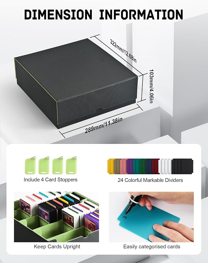ZLCA Card Storage Box for MTG PTCG, Commander Deck Box Holds 3200+ Cards - Image 2