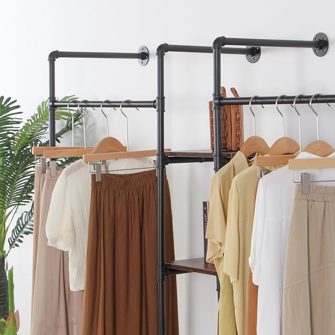 Wall Mounted Industrial Pipe Heavy Duty Clothes Rack, Clothing Rods - Image 8