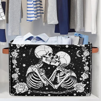 Pardick Halloween Skull Skeleton Goth Basket Storage Bins Large Fabric Toys - Image 5