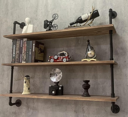 HDDFER Pipe Shelves Industrial Pipe Shelving Shelves Real Wood Industrial - Image 3