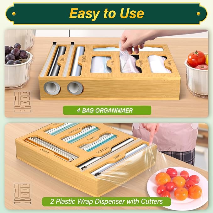 KOCWELL Bag Organizer and Plastic Wrap Dispenser - Image 4