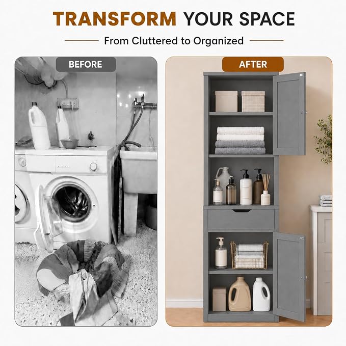 Walsunny Tall Bathroom Storage Cabinet - Image 5