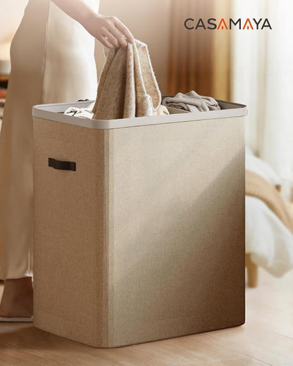 CASAMAYA Laundry Basket with Lid, Laundry Hamper 3 Section, 190L collapsible - Image 7